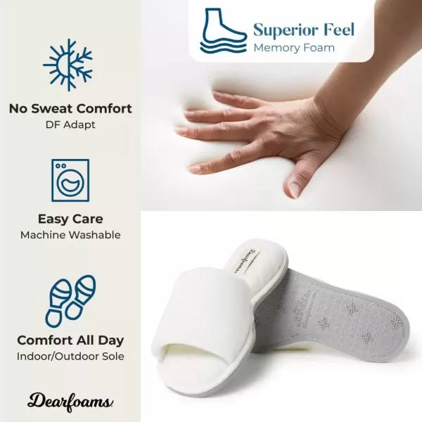 imageDearfoams Womens Indoor Fuzzy Memory Foam Cloud Slip On Beatrice House Slide SlipperWhite Velour