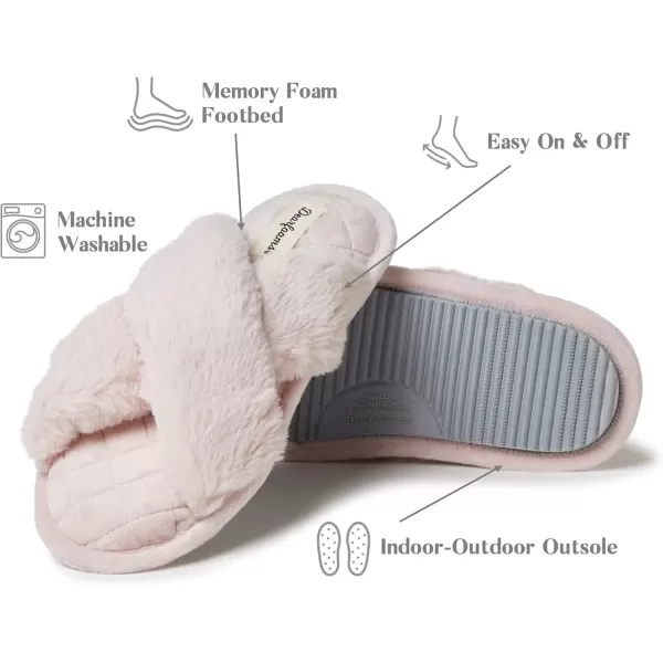 imageDearfoams Womens Jessica Furry Cross Band Slide SlipperDusty Pink