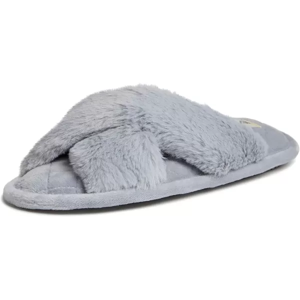 imageDearfoams Womens Jessica Furry Cross Band Slide SlipperSleet
