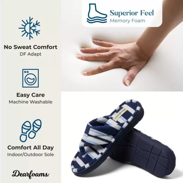 imageDearfoams Womens Melanie Terry Thong SlipperBlue Stripe
