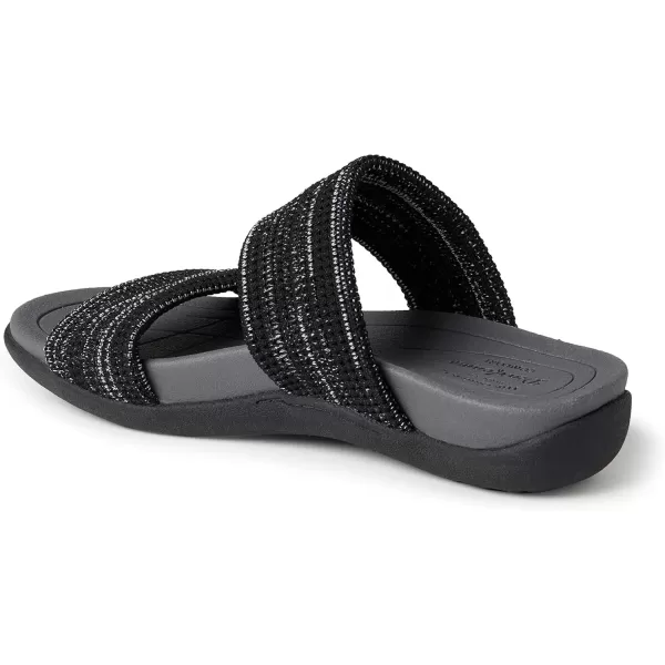 imageDearfoams Womens Original Comfort Blair SlipOn Double Band Slide Sandal with Arch SupportBlack Heather