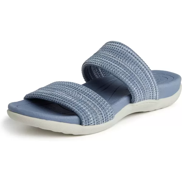 imageDearfoams Womens Original Comfort Blair SlipOn Double Band Slide Sandal with Arch SupportFlint Stone