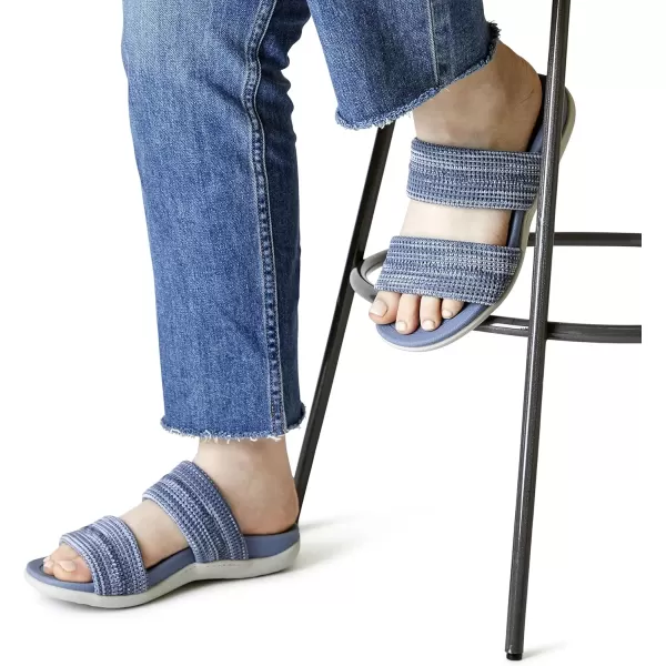 imageDearfoams Womens Original Comfort Blair SlipOn Double Band Slide Sandal with Arch SupportFlint Stone