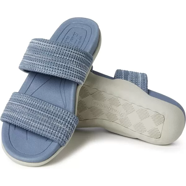 imageDearfoams Womens Original Comfort Blair SlipOn Double Band Slide Sandal with Arch SupportFlint Stone