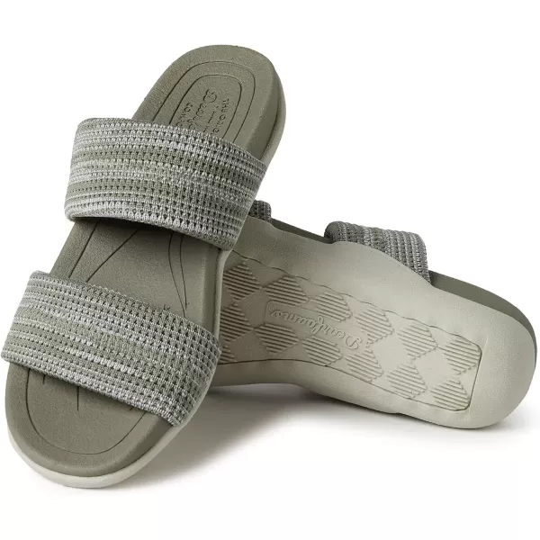 imageDearfoams Womens Original Comfort Blair SlipOn Double Band Slide Sandal with Arch SupportMoss Heather