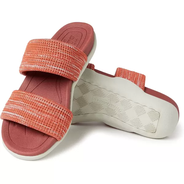 imageDearfoams Womens Original Comfort Blair SlipOn Double Band Slide Sandal with Arch SupportTerracotta