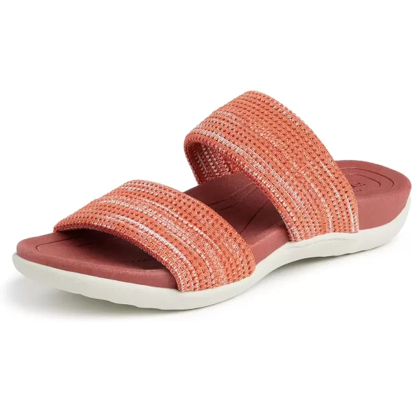 imageDearfoams Womens Original Comfort Blair SlipOn Double Band Slide Sandal with Arch SupportTerracotta