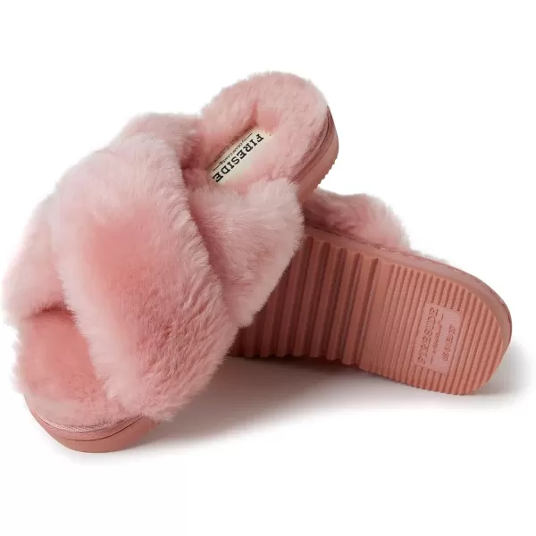 imageFireside by Dearfoams Womens New Castle Crossband All Over Shearling Easy OnOff Slide Slipper