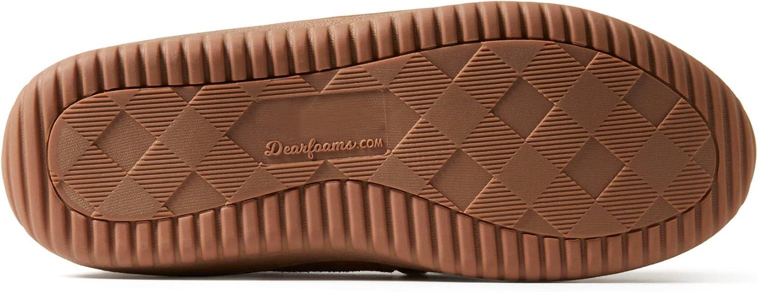 imageDearfoams Womens Wilmington Energy Return Comfort IndoorOutdoor Memory Foam Moccasin Slipper with TieChestnut Suede