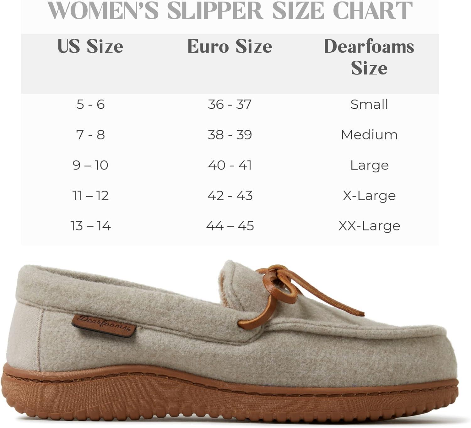 imageDearfoams Womens Wilmington Energy Return Comfort IndoorOutdoor Memory Foam Moccasin Slipper with TieOatmeal Heather Wool