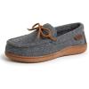 imageDearfoams Womens Wilmington Energy Return Comfort IndoorOutdoor Memory Foam Moccasin Slipper with TieGrey Heather Wool
