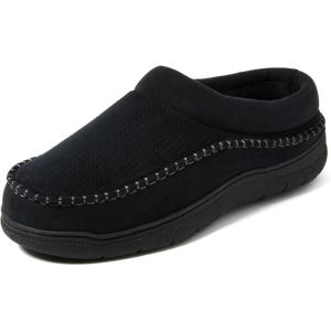 imageDearfoams Mens Thompson Memory Foam IndoorOutdoor Clog SlipperBlack Perforated