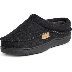 imageDearfoams Mens Thompson Memory Foam IndoorOutdoor Clog SlipperBlack Wool