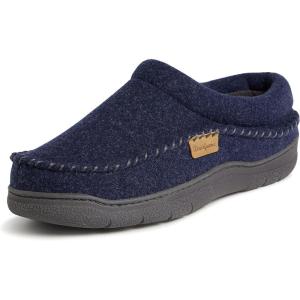imageDearfoams Mens Thompson Memory Foam IndoorOutdoor Clog SlipperNavy Wool