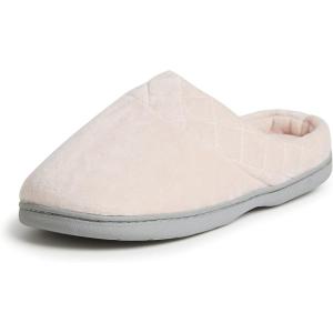 imageDearfoams Womens Memory Foam Indoor Outdoor Darcy Velour Clog House Slipper with Wide WidthsDusty Pink