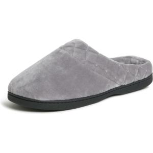 imageDearfoams Womens Memory Foam Indoor Outdoor Darcy Velour Clog House Slipper with Wide WidthsMedium Grey