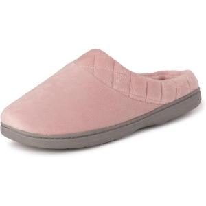 imageDearfoams Womens Memory Foam Indoor Outdoor Darcy Velour Clog House Slipper with Wide WidthsPale Mauve