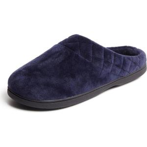 imageDearfoams Womens Memory Foam Indoor Outdoor Darcy Velour Clog House Slipper with Wide WidthsPeacoat