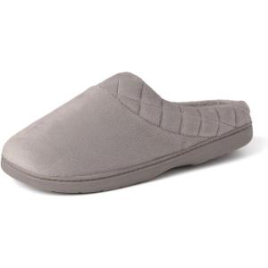 imageDearfoams Womens Memory Foam Indoor Outdoor Darcy Velour Clog House Slipper with Wide WidthsSleet