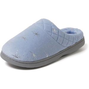 imageDearfoams Womens Memory Foam Indoor Outdoor Darcy Velour Clog House Slipper with Wide WidthsStarry Sky