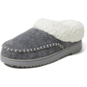 imageDearfoams Womens Nyla Felted and Plaid Moc Toe ClogLight Heather Grey