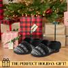 imageDearfoams Gifts for Women Mom Sister Wife  Fuzzy Fluffy Memory Foam Slipper  Hannah Knit Clog House Shoe House SlipperBlackWhite
