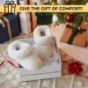 imageDearfoams Gifts for Women Mom Sister Wife  Fuzzy Fluffy Memory Foam Slipper  Hannah Knit Clog House Shoe House SlipperCream