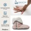 imageDearfoams Womens Fuzzy Memory Foam Beth Bedroom Bootie Slipper Sock with GrippersDusty Pink