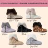 imageDearfoams Womens Fuzzy Memory Foam Beth Bedroom Bootie Slipper Sock with GrippersGrey Frost