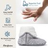 imageDearfoams Womens Fuzzy Memory Foam Beth Bedroom Bootie Slipper Sock with GrippersGrey Frost