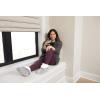 imageDearfoams Womens Fuzzy Memory Foam Beth Bedroom Bootie Slipper Sock with GrippersLatte
