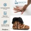 imageDearfoams Womens Fuzzy Memory Foam Beth Bedroom Bootie Slipper Sock with GrippersLeopard