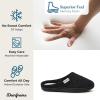 imageDearfoams Womens Memory Foam Washable Leslie Clog House Slipper with Wide WidthsBlack Velour