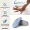 imageDearfoams Womens Memory Foam Washable Leslie Clog House Slipper with Wide WidthsIceberg Blue Terry