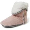 imageDearfoams Womens Fuzzy Memory Foam Beth Bedroom Bootie Slipper Sock with GrippersDusty Pink