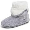 imageDearfoams Womens Fuzzy Memory Foam Beth Bedroom Bootie Slipper Sock with GrippersGrey Frost