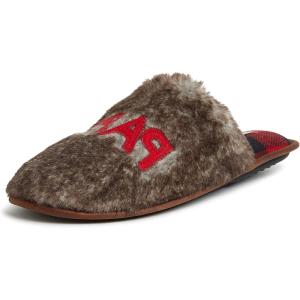 imageDearfoams Mens Christmas Gifts for Dad Father Grandpa Matching Family Pajama Papa Bear SlipperBrown Frost