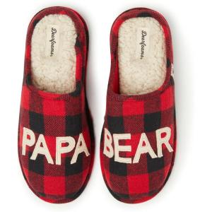 imageDearfoams Mens Christmas Gifts for Dad Father Grandpa Matching Family Pajama Papa Bear SlipperBuffalo Plaid