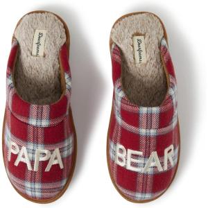 imageDearfoams Mens Christmas Gifts for Dad Father Grandpa Matching Family Pajama Papa Bear SlipperRedBlue Plaid
