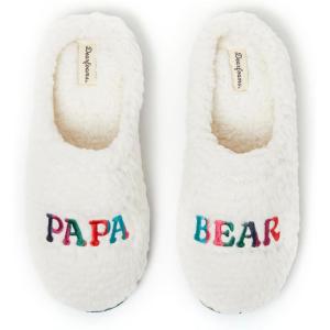 imageDearfoams Mens Christmas Gifts for Dad Father Grandpa Matching Family Pajama Papa Bear SlipperWhite