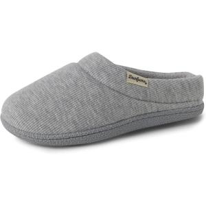 imageDearfoams Womens Lacey Memory Foam Comfort Easy OnOff Clog SlipperLight Heather Grey Knit