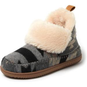 imageDearfoams Womens Moritz IndoorOutdoor Cozy Bootie Camping Furry SlipperGrey Combo