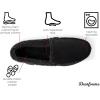 imageDearfoams Mens Eli Microfiber IndoorOutdoor with Whipstitch Detail Suede Moccasin SlipperBlack