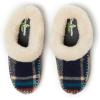 imageDearfoams Womens Atley IndoorOutdoor Fuzzy Memory Foam Clog SlipperNavy Plaid