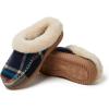 imageDearfoams Womens Atley IndoorOutdoor Fuzzy Memory Foam Clog SlipperNavy Plaid