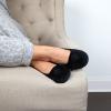 imageDearfoams Womens Cozy Memory Foam Indoor Rebecca Closed Back House Ballet Slipper with Wide WidthsBlack Velour