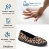 imageDearfoams Womens Cozy Memory Foam Indoor Rebecca Closed Back House Ballet Slipper with Wide WidthsLeopard Velour