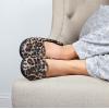imageDearfoams Womens Cozy Memory Foam Indoor Rebecca Closed Back House Ballet Slipper with Wide WidthsLeopard Velour