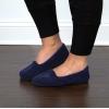 imageDearfoams Womens Cozy Memory Foam Indoor Rebecca Closed Back House Ballet Slipper with Wide WidthsPeacoat Chenille