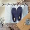 imageDearfoams Womens Cozy Memory Foam Indoor Rebecca Closed Back House Ballet Slipper with Wide WidthsPeacoat Chenille